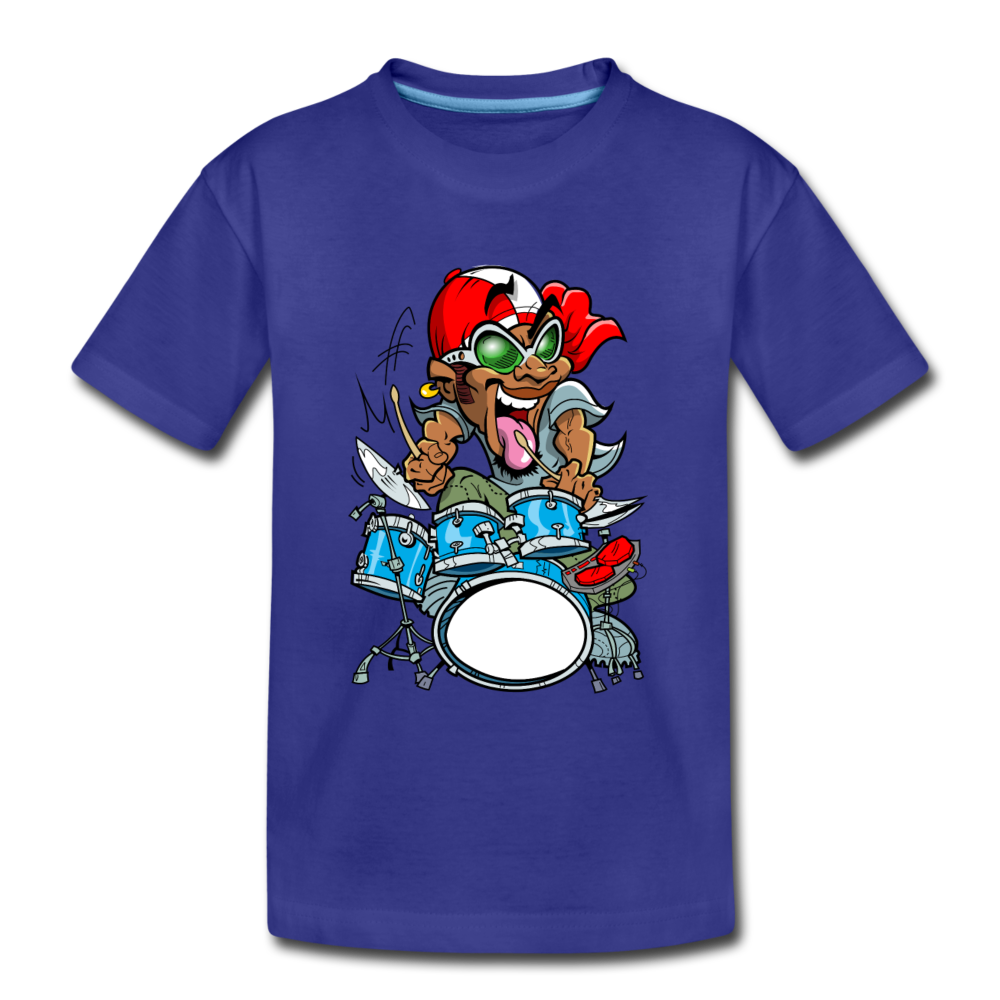 Drummer Cartoon Kids T-Shirt - royal blue