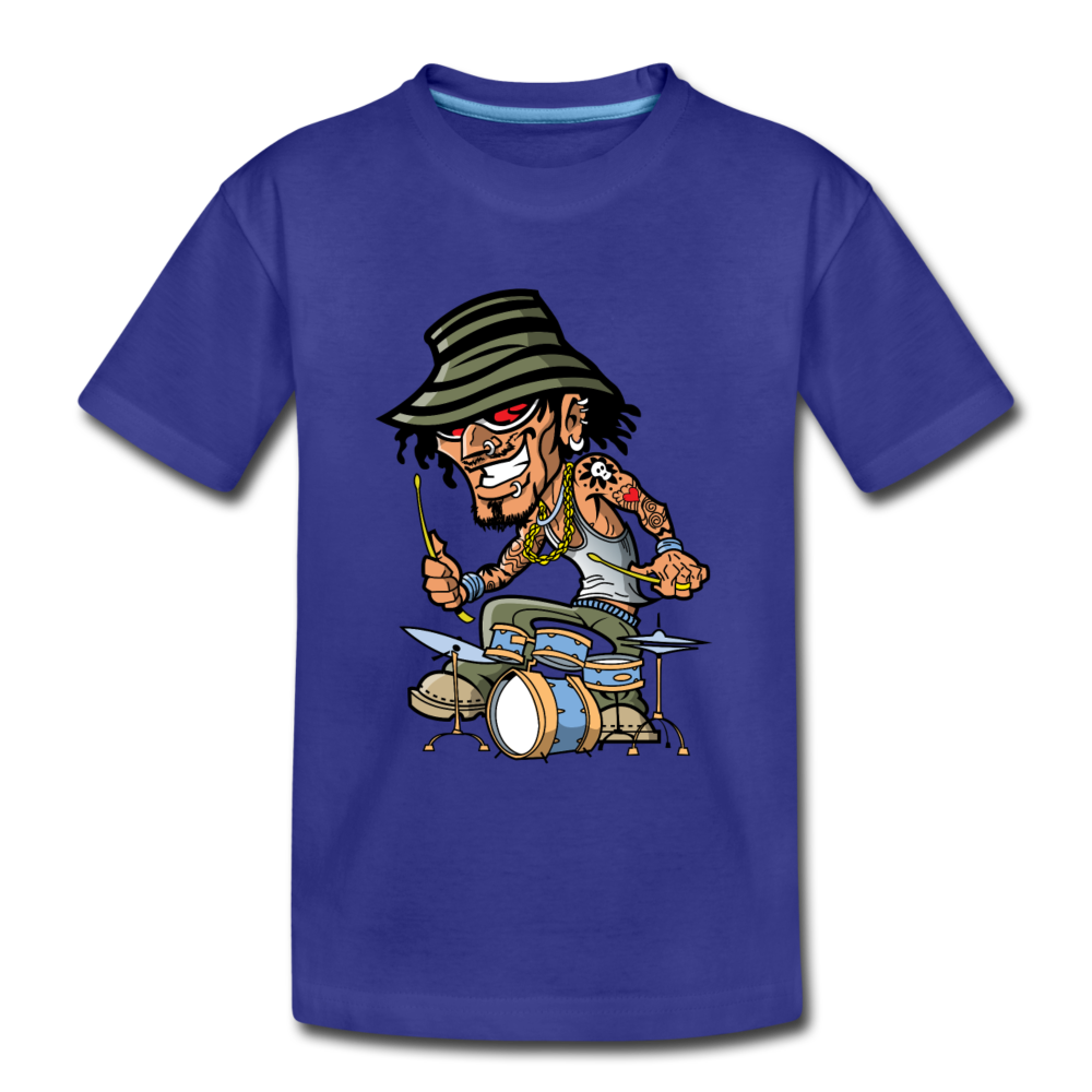 Drummer Cartoon Kids T-Shirt - royal blue