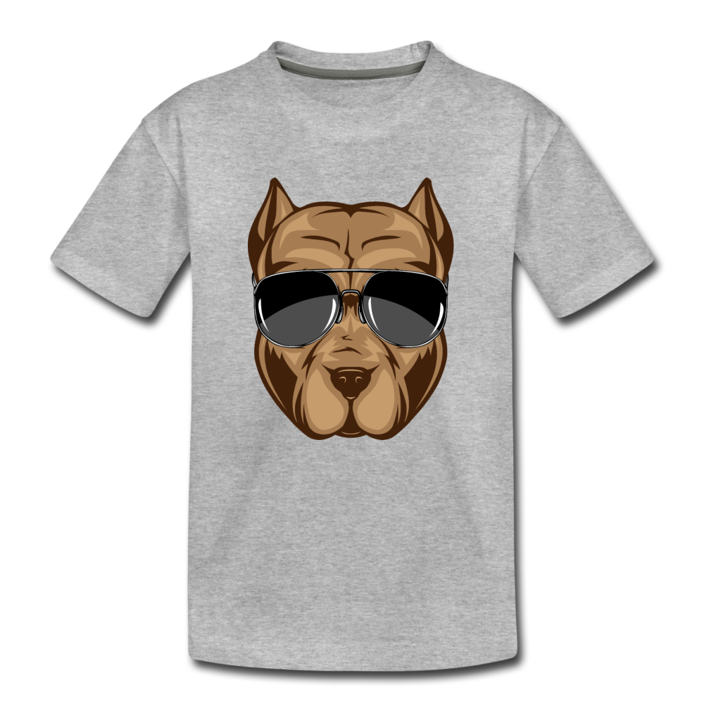 Cool Dog Sunglasses Kids T-Shirt - heather gray