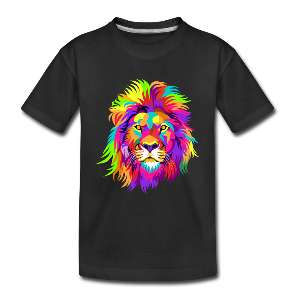Colorful Lion Kids T-Shirt - black