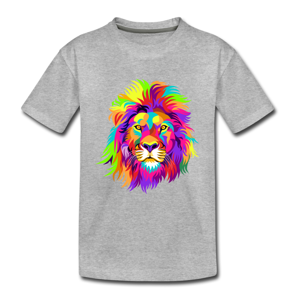 Colorful Lion Kids T-Shirt - heather gray