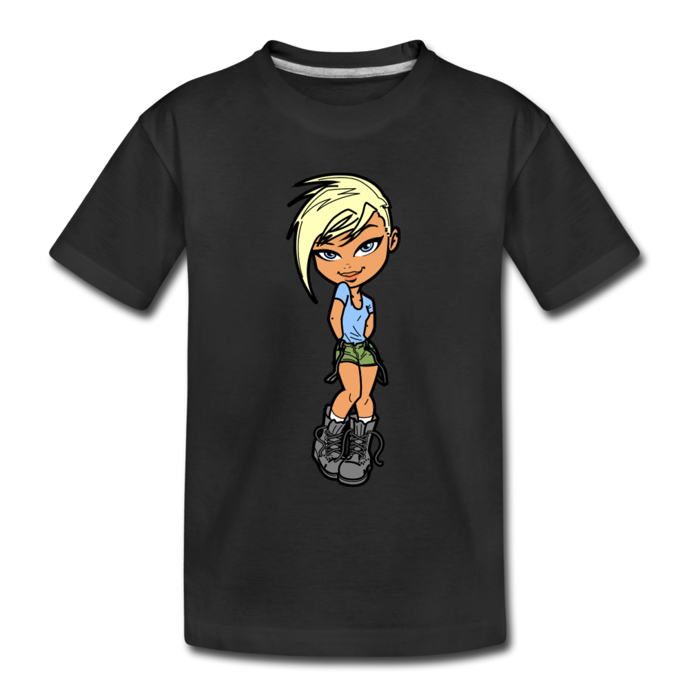 Cartoon Girl Kids T-Shirt - black