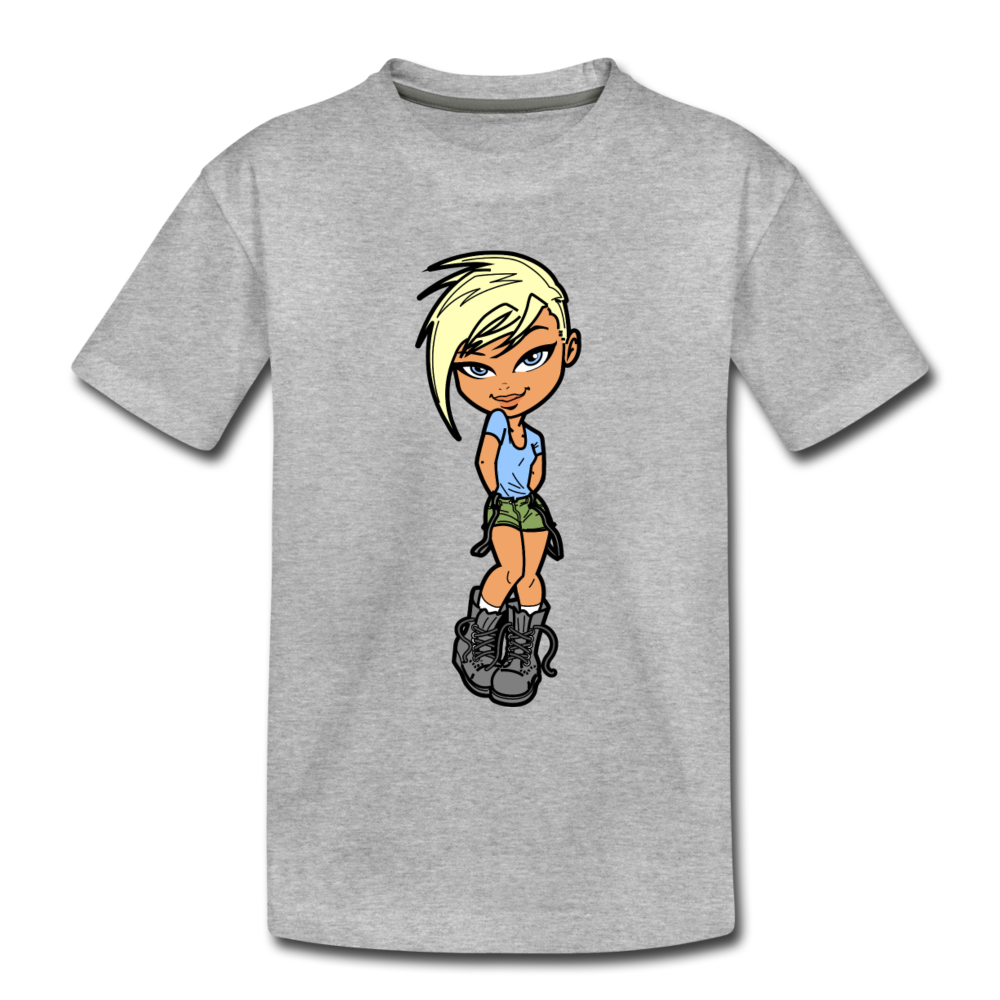 Cartoon Girl Kids T-Shirt - heather gray