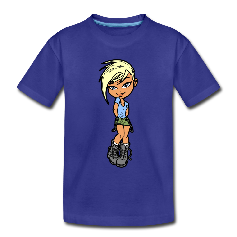 Cartoon Girl Kids T-Shirt - royal blue