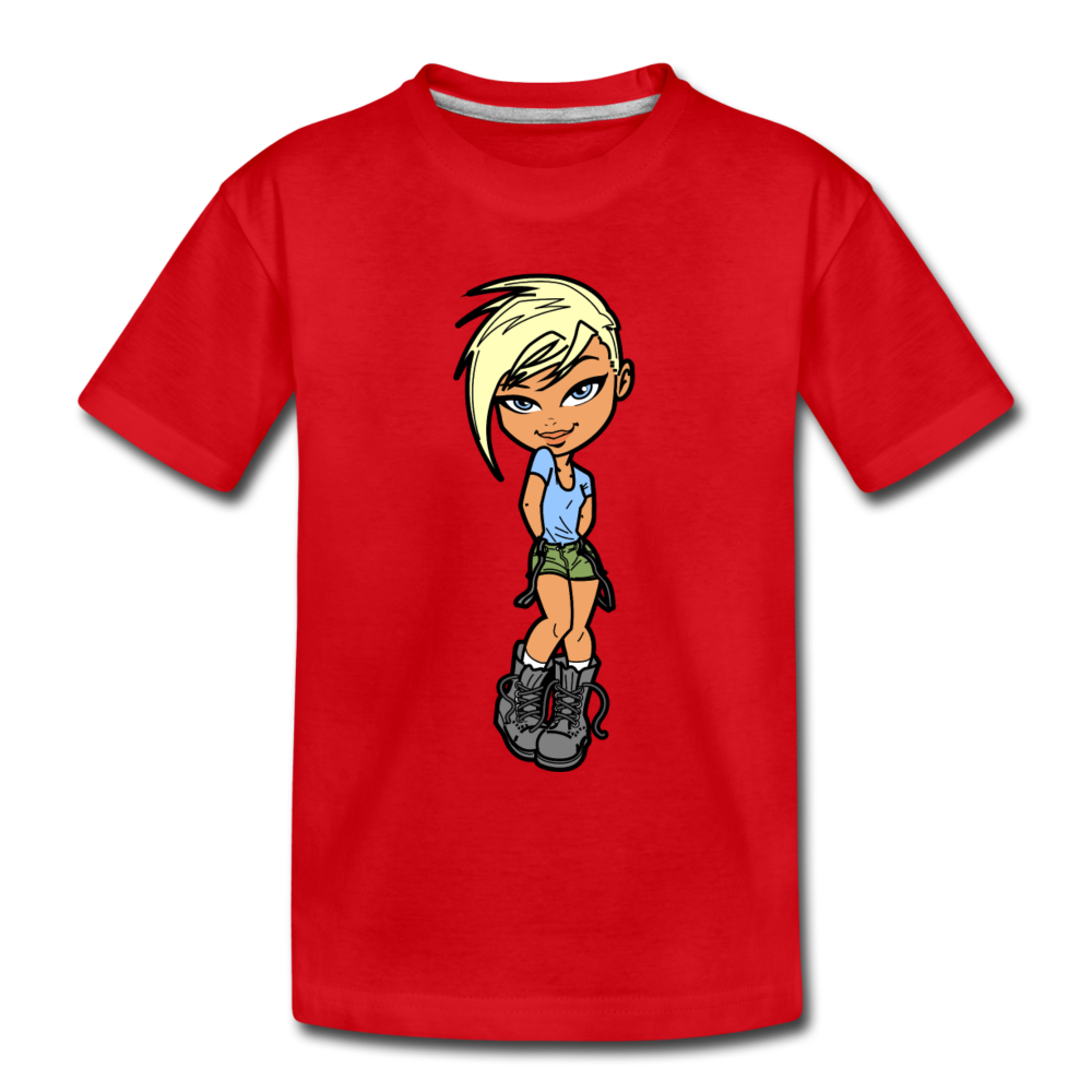 Cartoon Girl Kids T-Shirt - red
