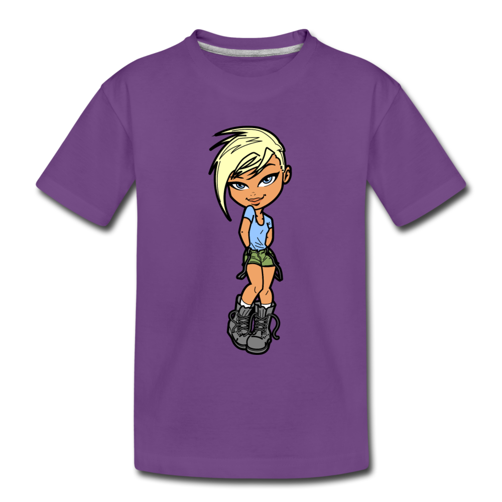 Cartoon Girl Kids T-Shirt - purple