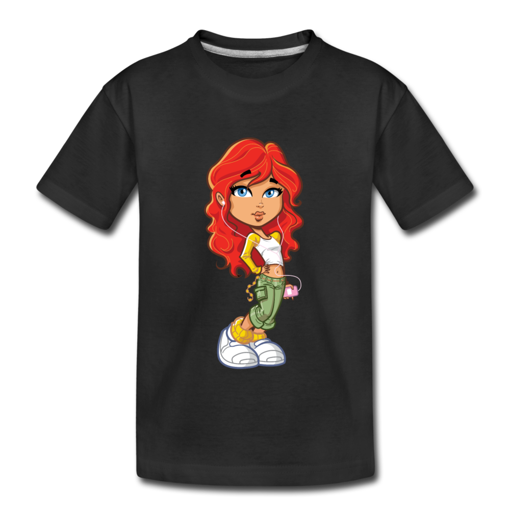 Cartoon Girl Kids T-Shirt - black