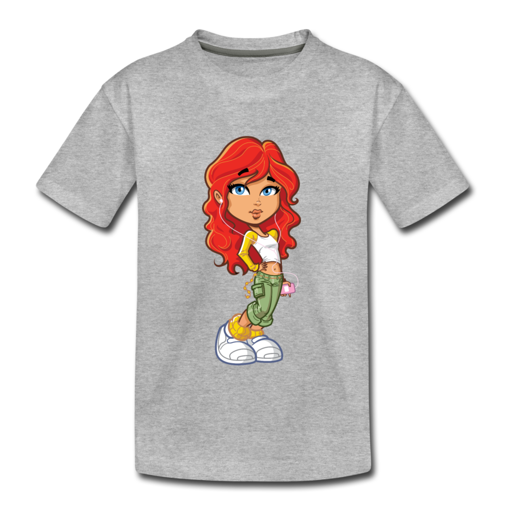 Cartoon Girl Kids T-Shirt - heather gray