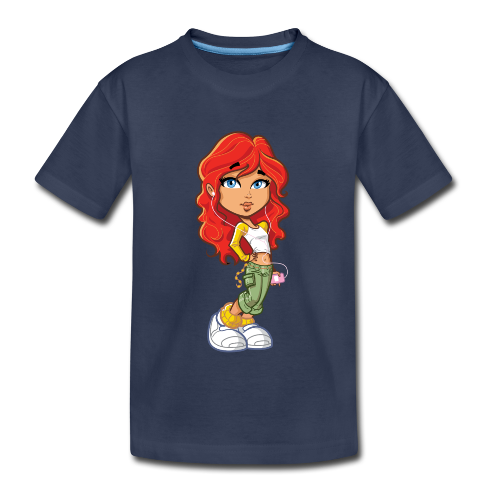 Cartoon Girl Kids T-Shirt - navy
