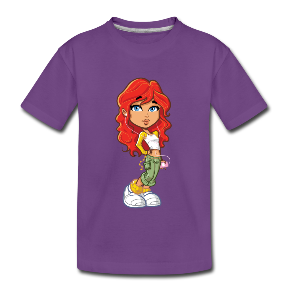 Cartoon Girl Kids T-Shirt - purple