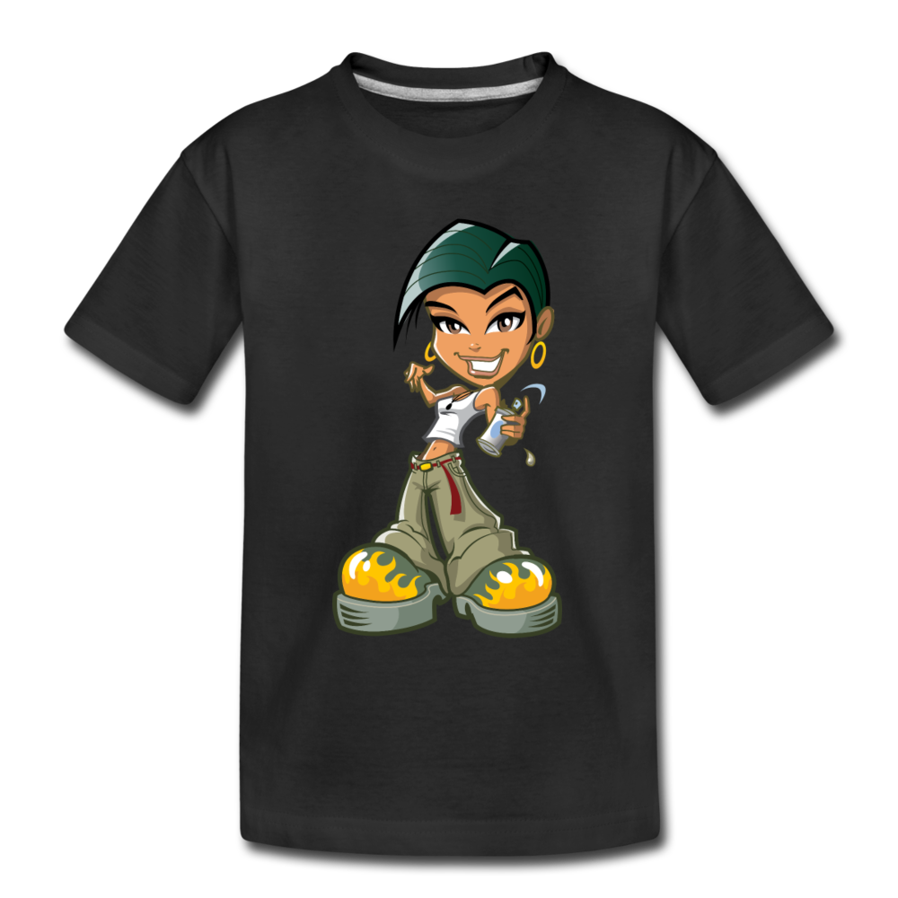 Cartoon Girl Kids T-Shirt - black