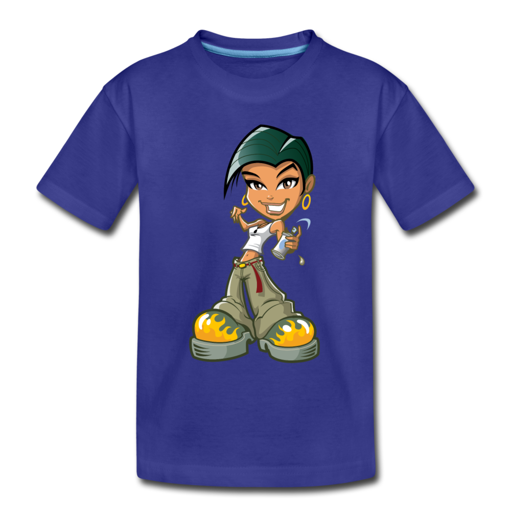 Cartoon Girl Kids T-Shirt - royal blue