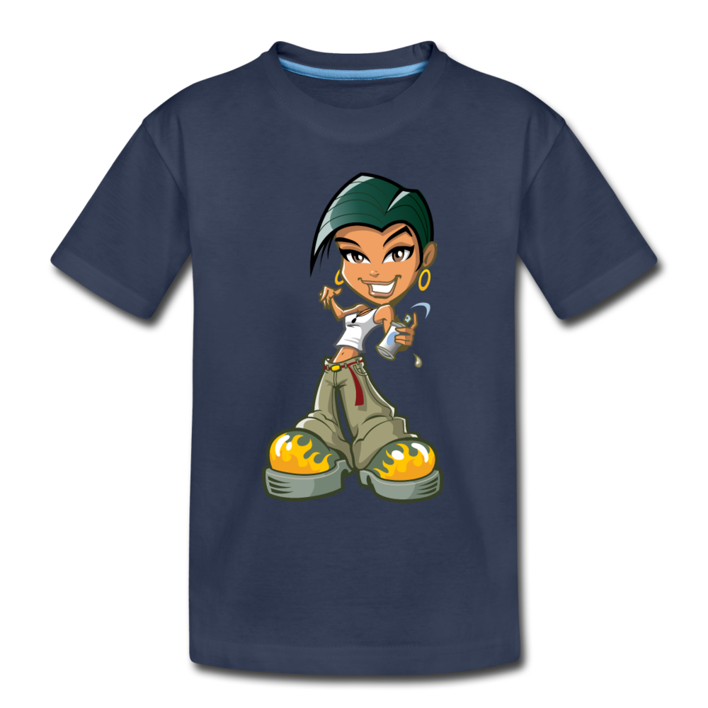 Cartoon Girl Kids T-Shirt - navy
