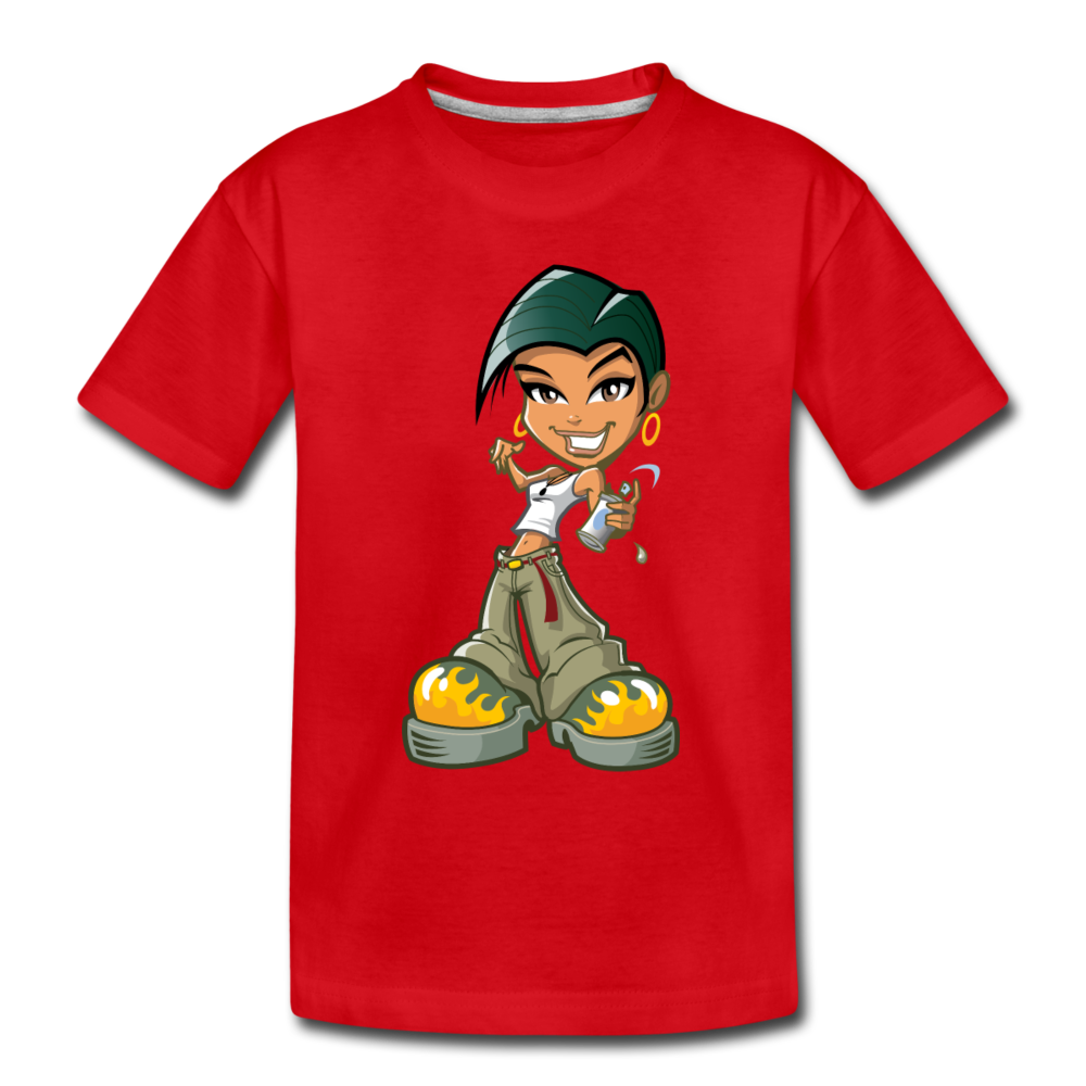 Cartoon Girl Kids T-Shirt - red