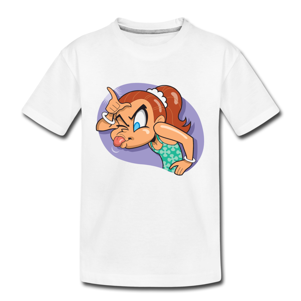 Loser Girl Cartoon Kids T-Shirt - white