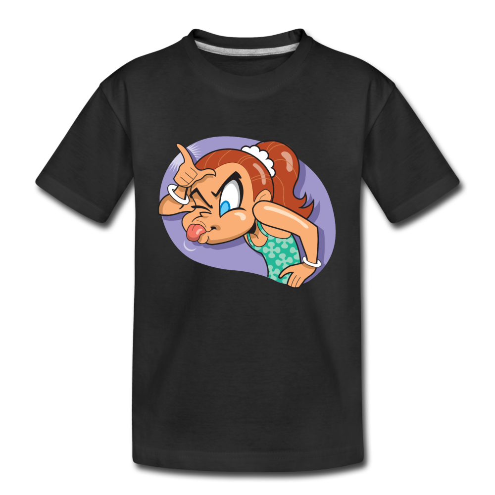 Loser Girl Cartoon Kids T-Shirt - black