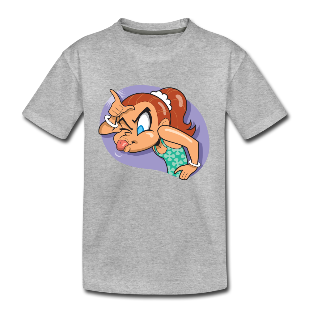 Loser Girl Cartoon Kids T-Shirt - heather gray