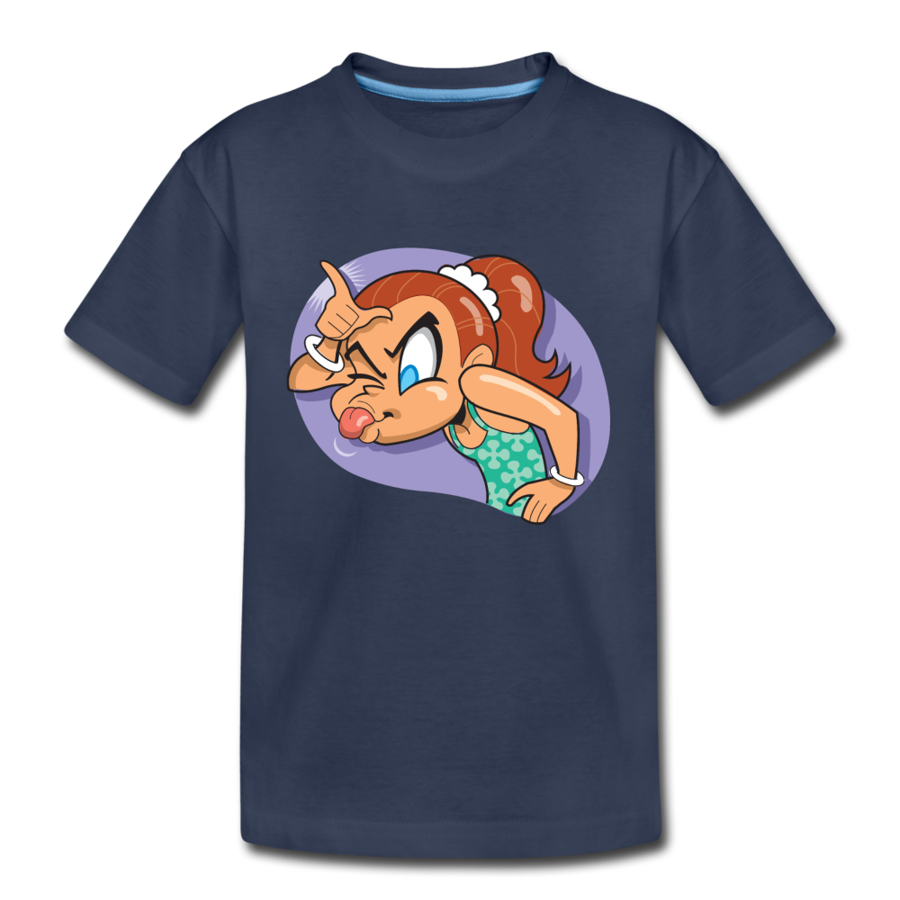 Loser Girl Cartoon Kids T-Shirt - navy