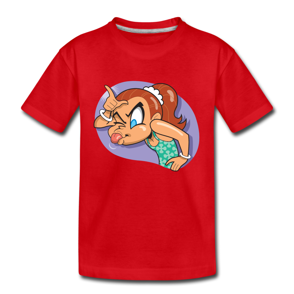 Loser Girl Cartoon Kids T-Shirt - red