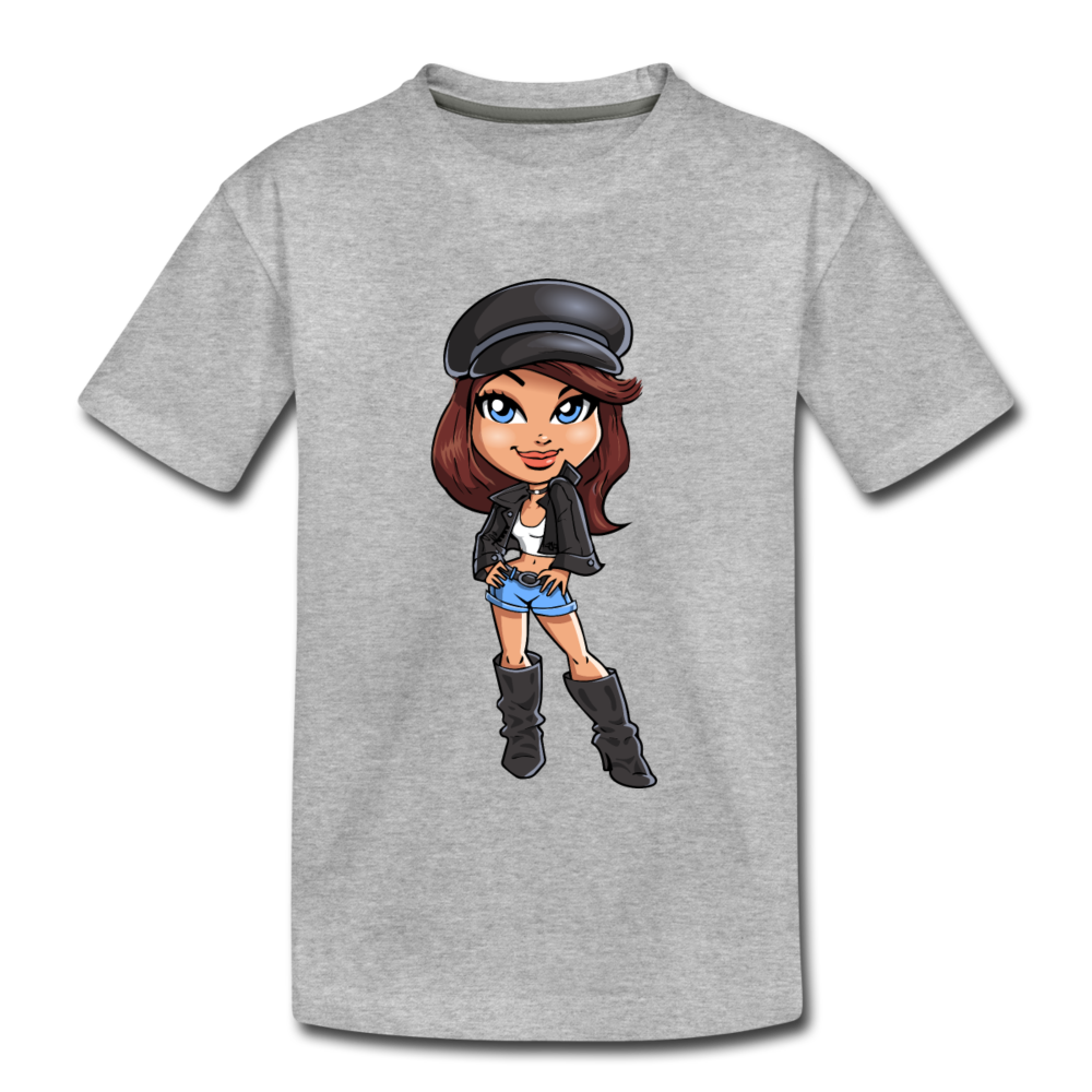 Cartoon Girl Kids T-Shirt - heather gray