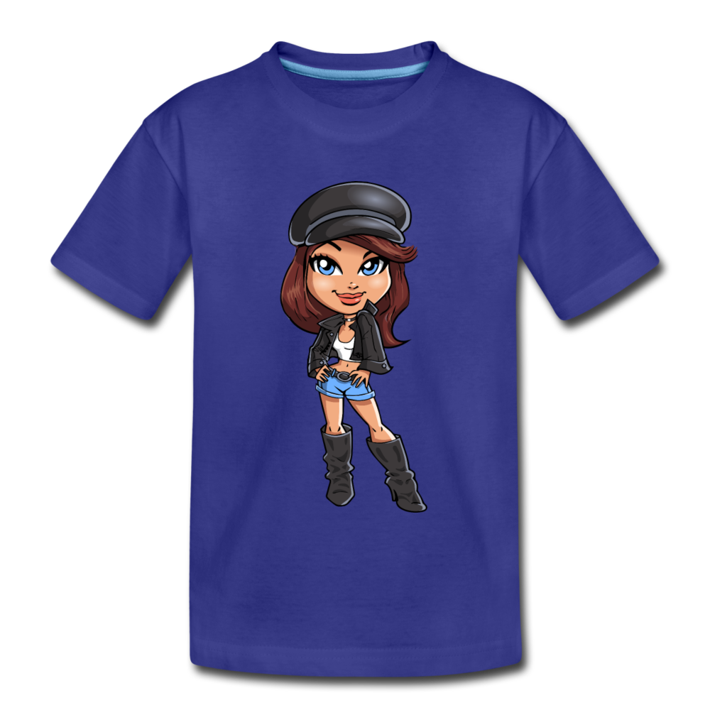 Cartoon Girl Kids T-Shirt - royal blue