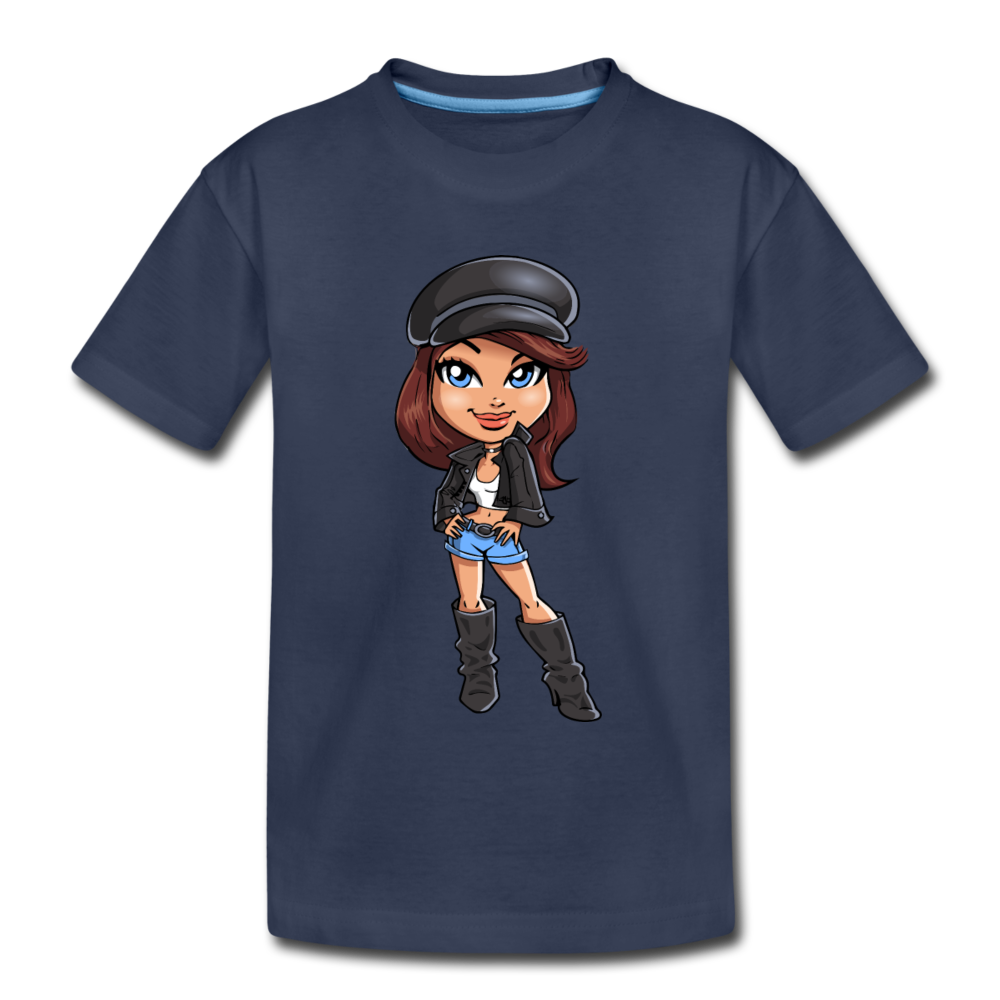 Cartoon Girl Kids T-Shirt - navy