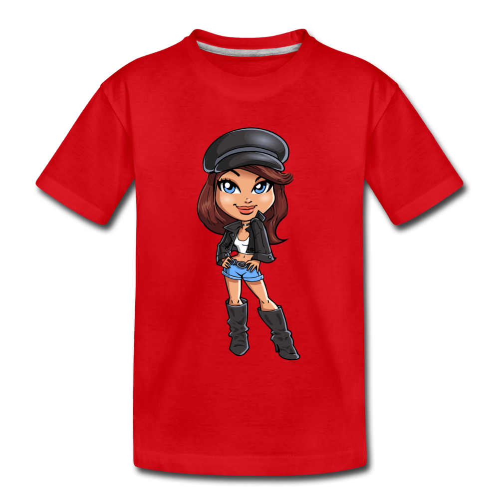Cartoon Girl Kids T-Shirt - red
