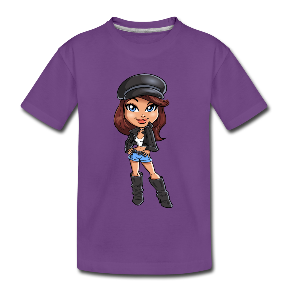 Cartoon Girl Kids T-Shirt - purple