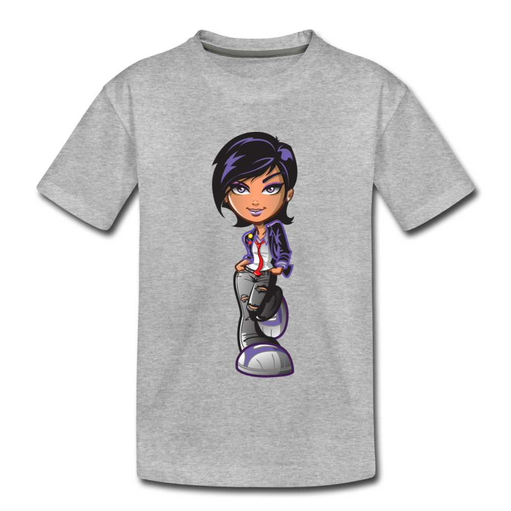 Cartoon Girl Kids T-Shirt - heather gray