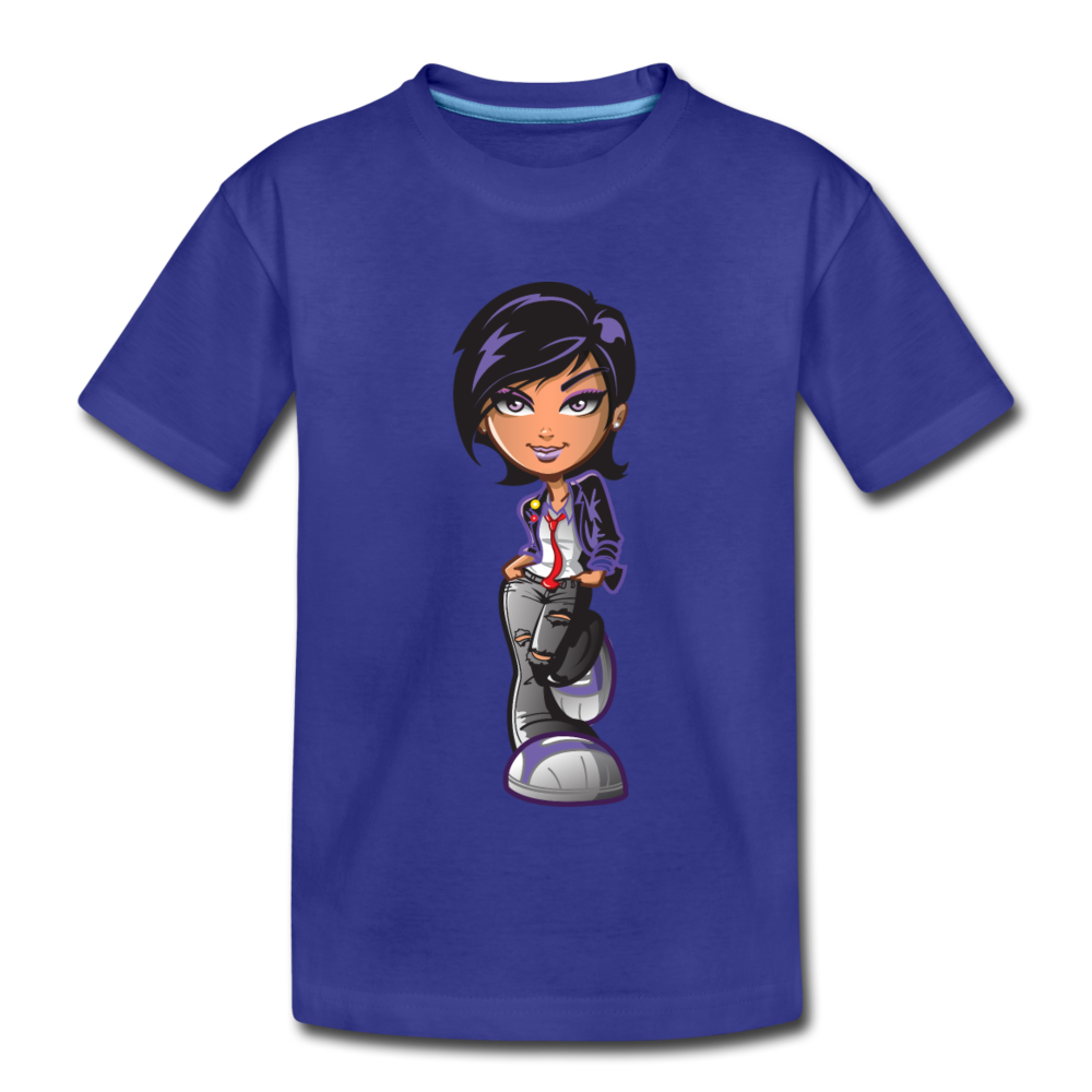 Cartoon Girl Kids T-Shirt - royal blue