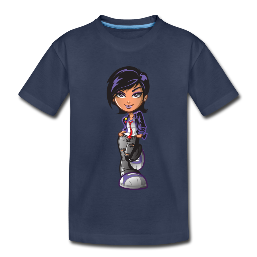 Cartoon Girl Kids T-Shirt - navy