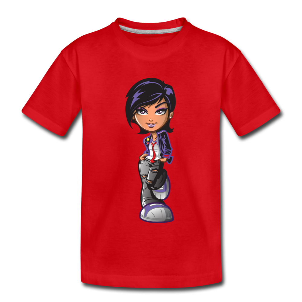 Cartoon Girl Kids T-Shirt - red
