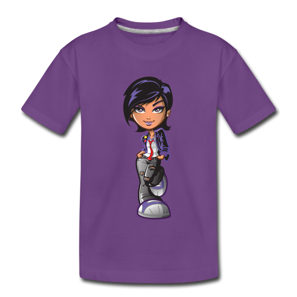 Cartoon Girl Kids T-Shirt - purple