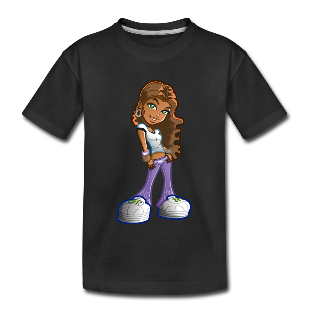 Cartoon Girl Kids T-Shirt - black