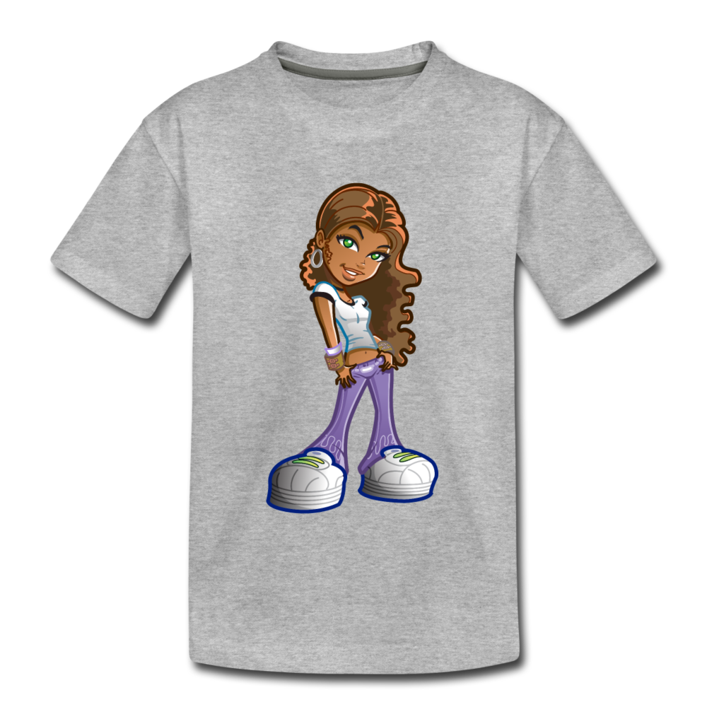 Cartoon Girl Kids T-Shirt - heather gray