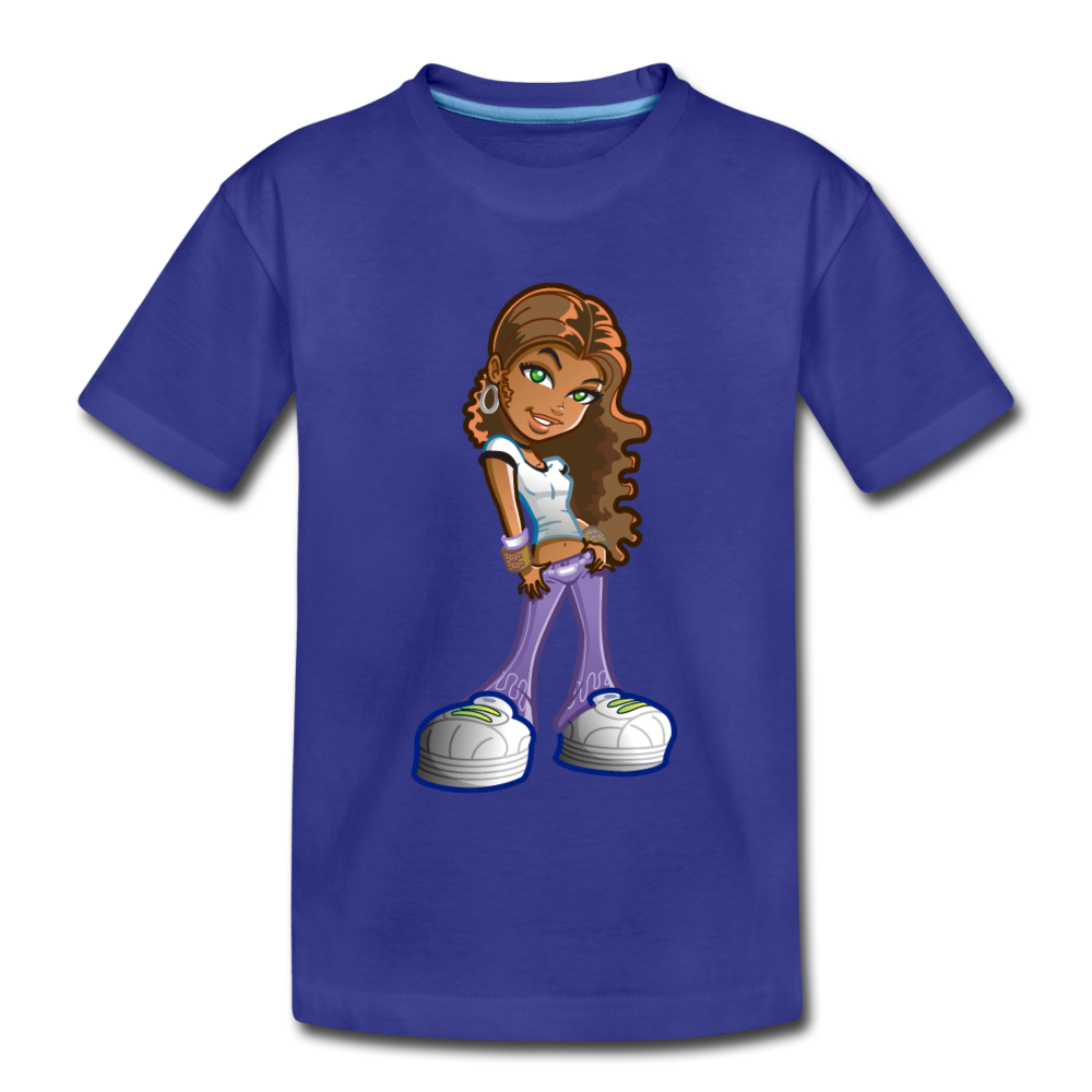 Cartoon Girl Kids T-Shirt - royal blue