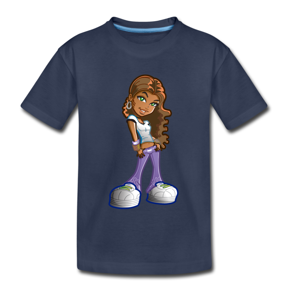 Cartoon Girl Kids T-Shirt - navy