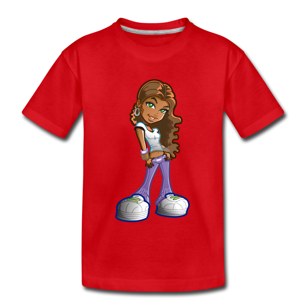 Cartoon Girl Kids T-Shirt - red