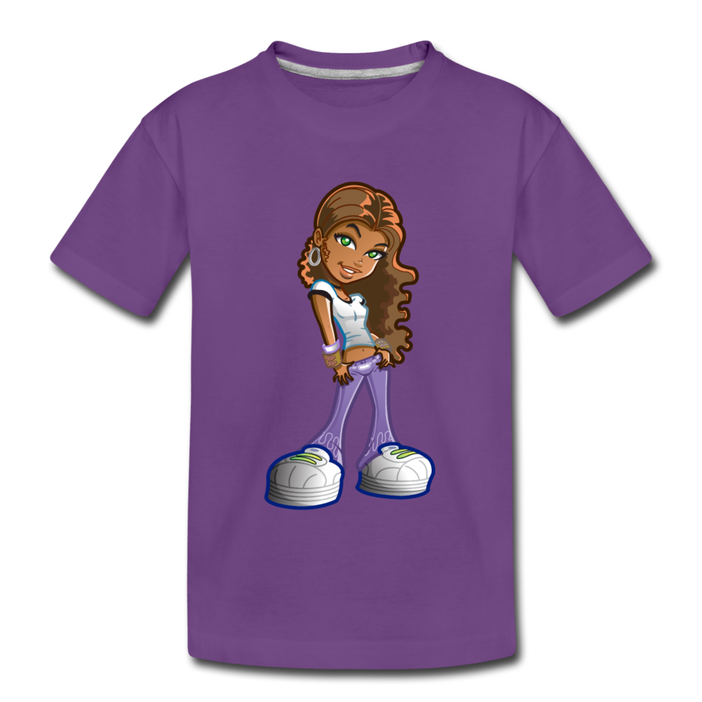 Cartoon Girl Kids T-Shirt - purple