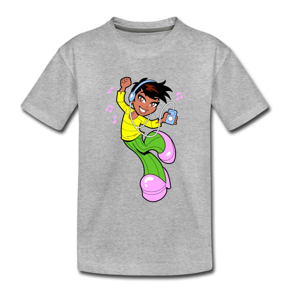 Dancing Girl Cartoon Kids T-Shirt - heather gray