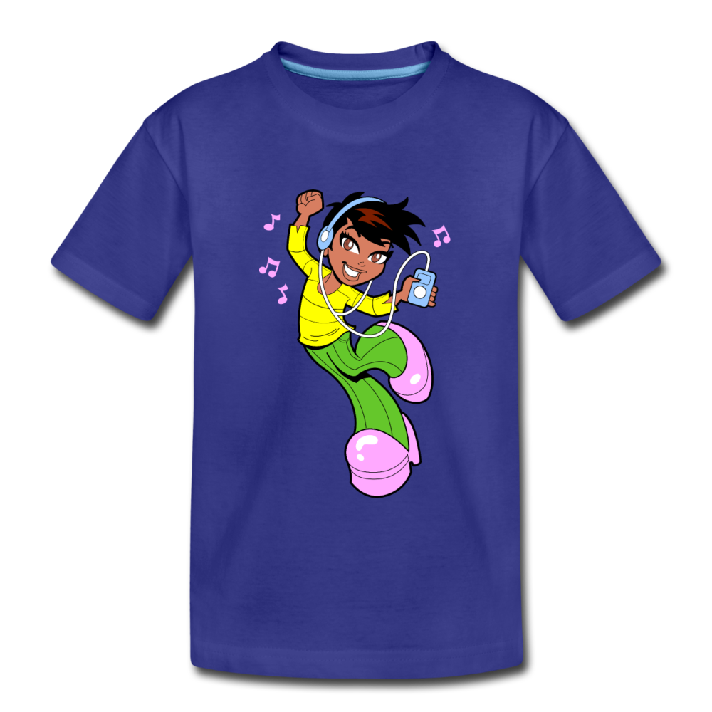 Dancing Girl Cartoon Kids T-Shirt - royal blue