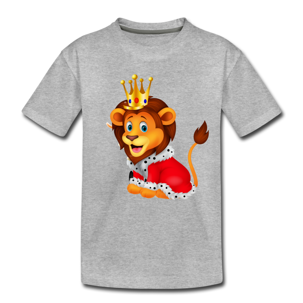 Lion King Crown Cartoon Kids T-Shirt - heather gray