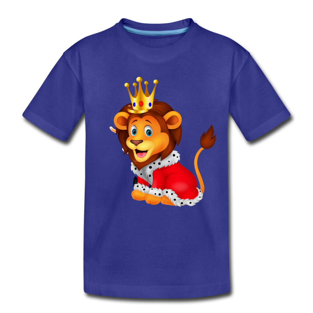 Lion King Crown Cartoon Kids T-Shirt - royal blue