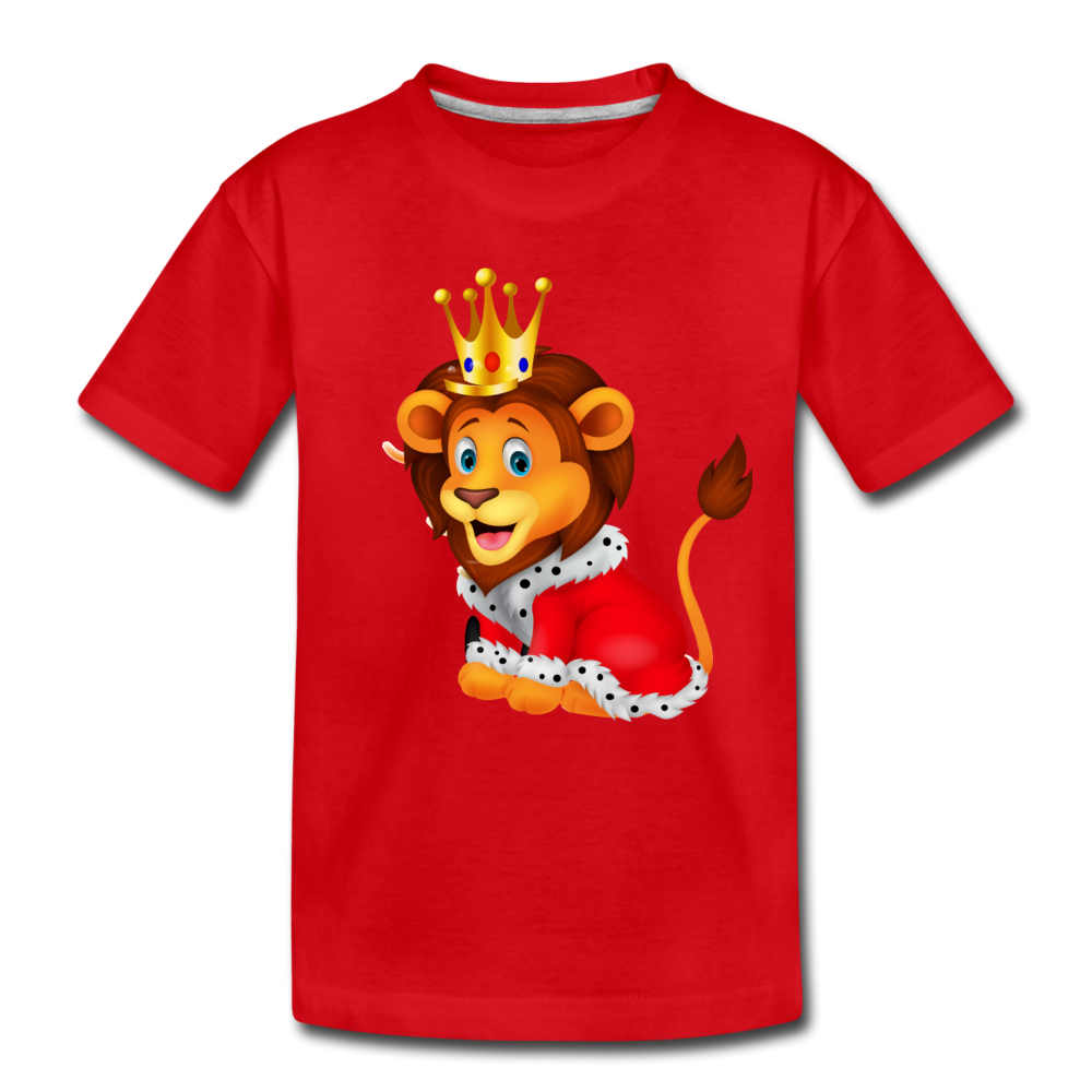 Lion King Crown Cartoon Kids T-Shirt - red