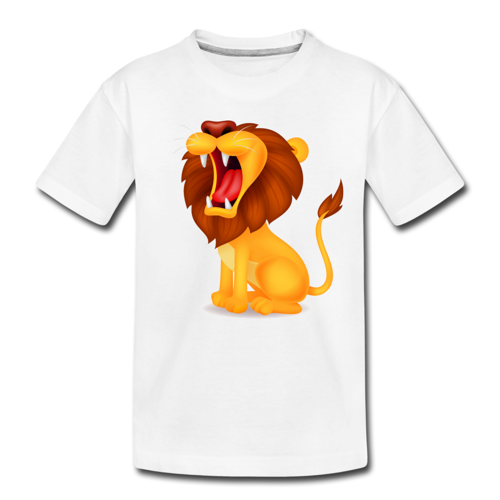Roaring Lion Cartoon Kids T-Shirt - white