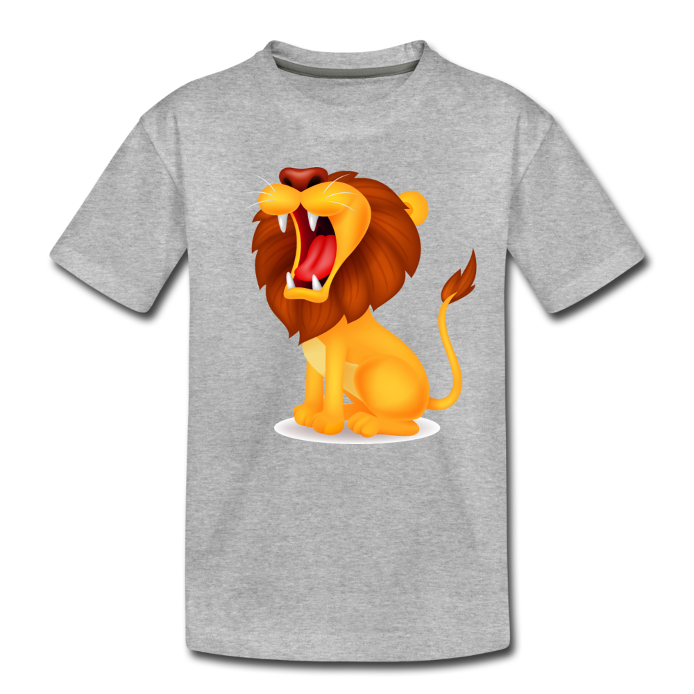 Roaring Lion Cartoon Kids T-Shirt - heather gray