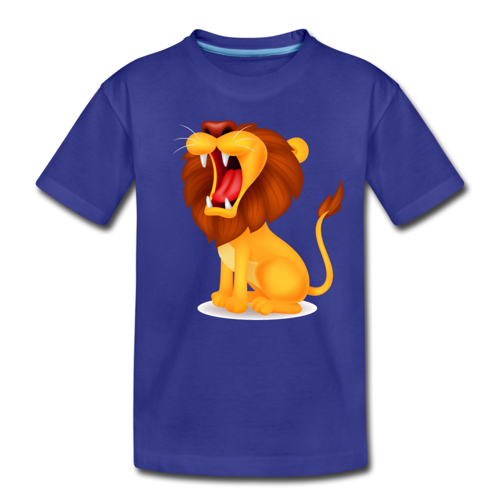 Roaring Lion Cartoon Kids T-Shirt - royal blue