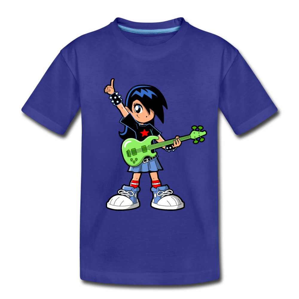 Guitar Girl Cartoon Kids T-Shirt - royal blue