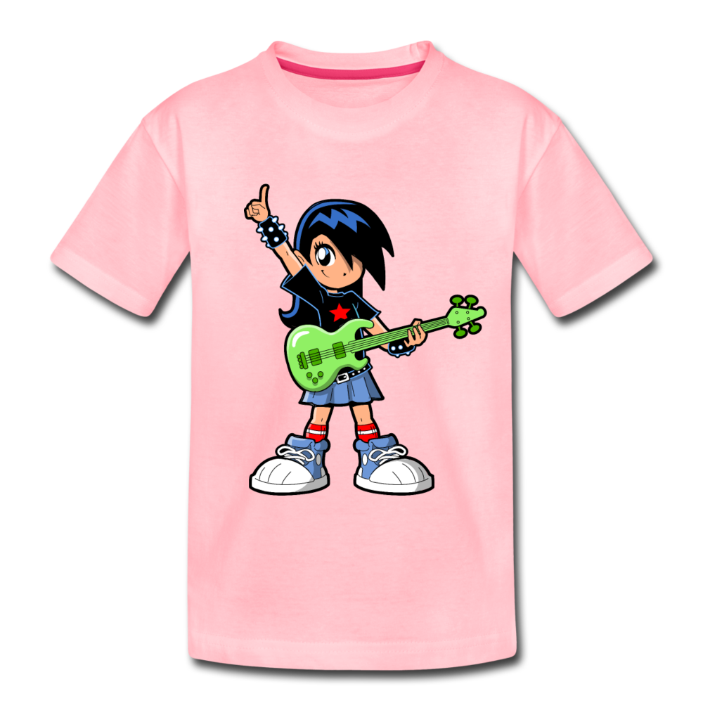 Guitar Girl Cartoon Kids T-Shirt - pink