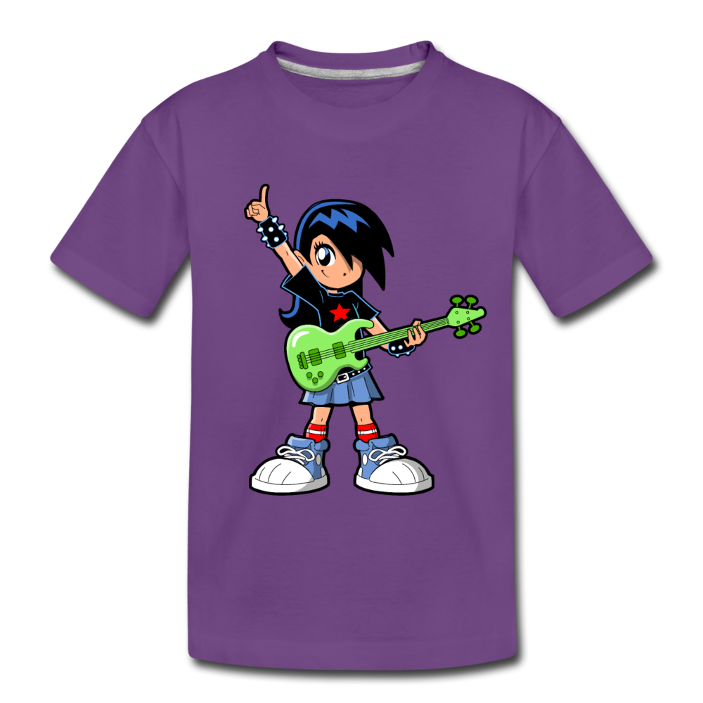 Guitar Girl Cartoon Kids T-Shirt - purple